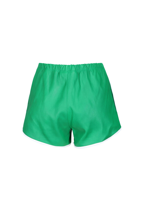 SPRWMN Kelly Green Leather Athletic Shorts - view 2