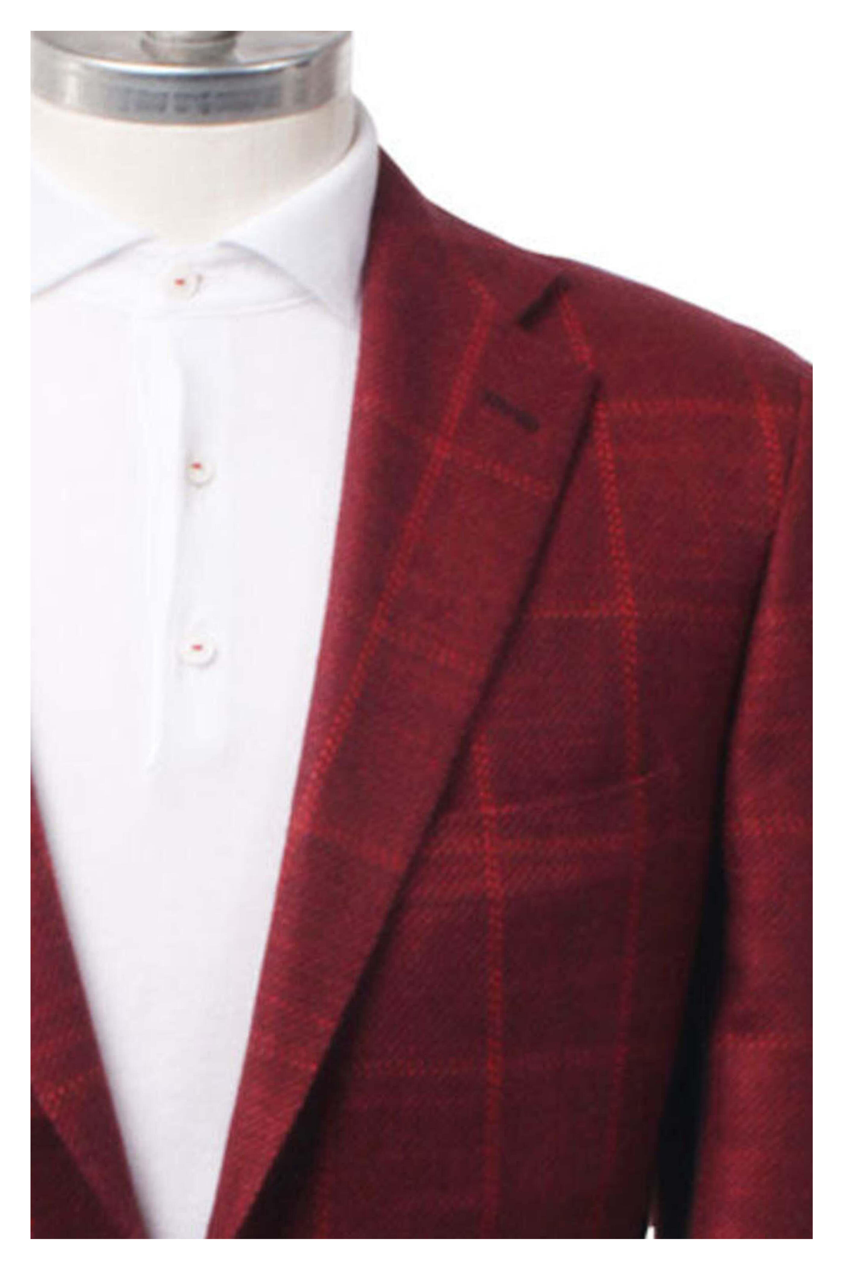 Kiton - Dark Red Windowpane Sportcoat