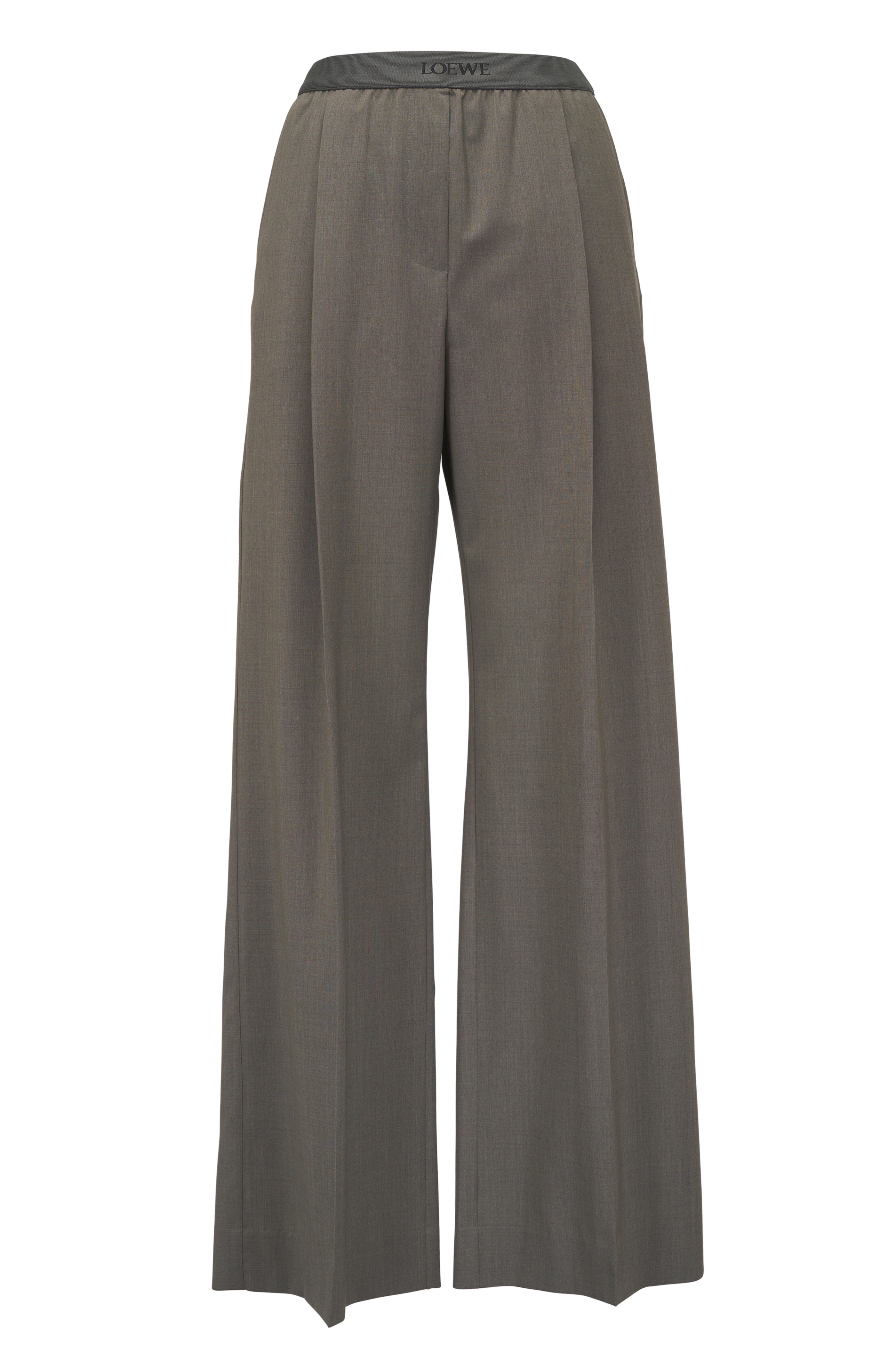 ☆関税込☆【LOEWE】 Logo wool palazzo pants Loewe - Khaki Green Wool Wide Leg Pant | Mitchell Stores