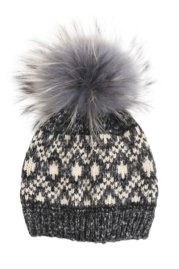 Viktoria Stass - Gray Knit Pom Pom Beanie 