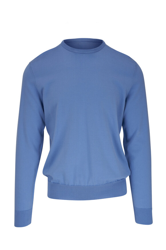 Ralph Lauren Purple Label - Cornflower Blue Cotton Crewneck Sweater