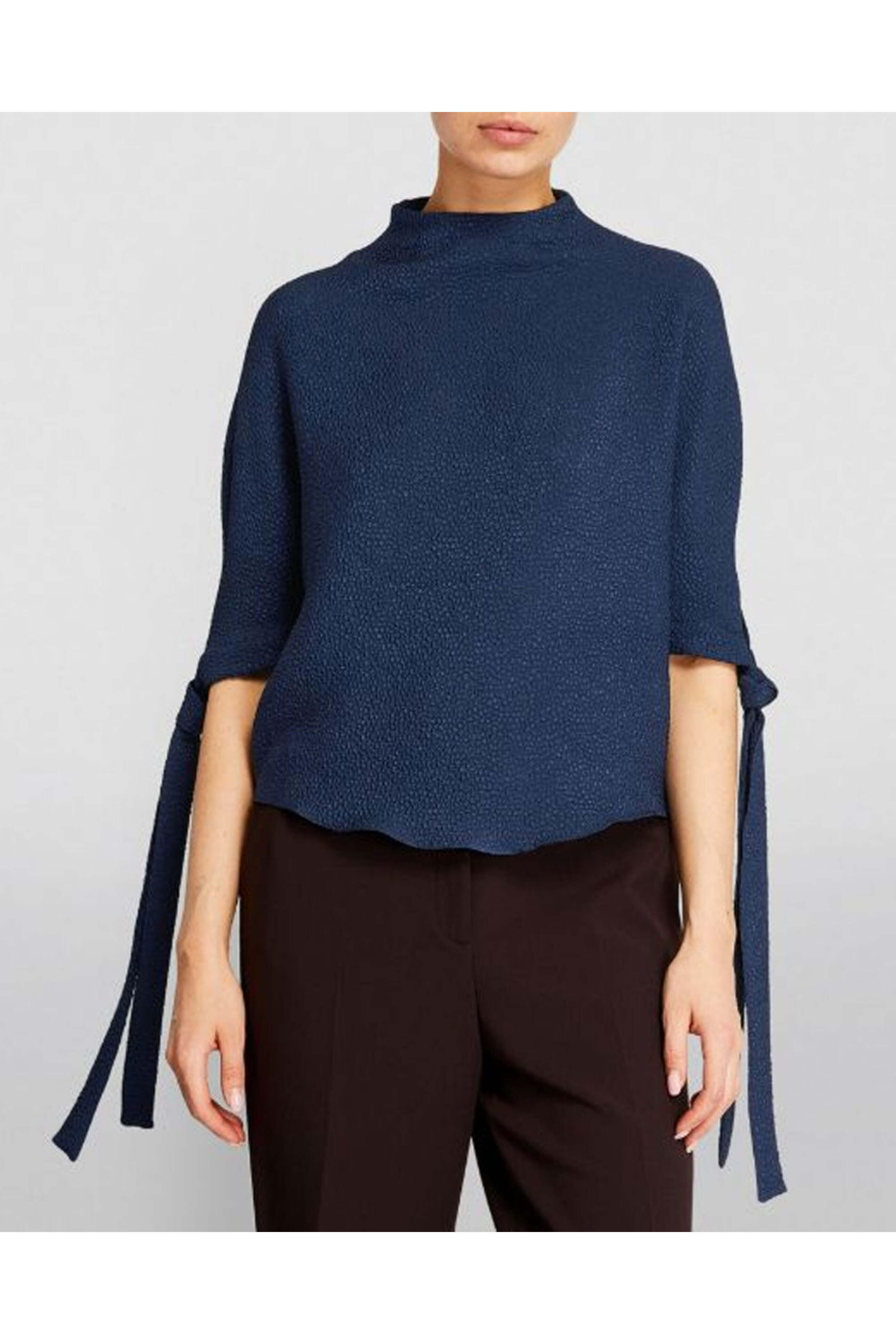 Edeline Lee - Navy Flou Bubble Jacquard Pedernal Top