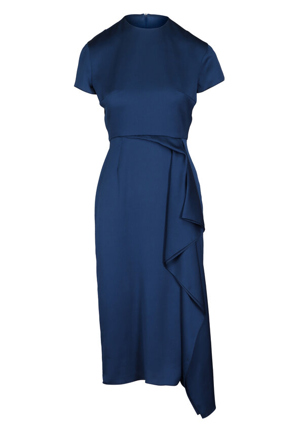 Edeline Lee Irene Navy Blue Crinkle Dress