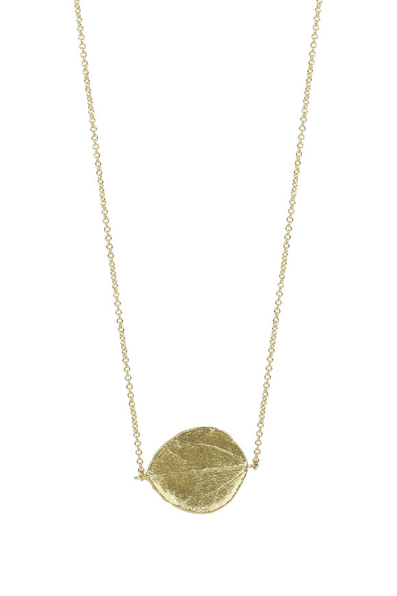 Aaron Henry - 19K Yellow Gold Aspen Leaf Pendant Necklace