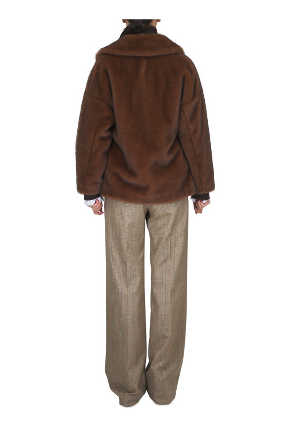 Herno Chocolate Mélange Faux Fur Jacket - view 4
