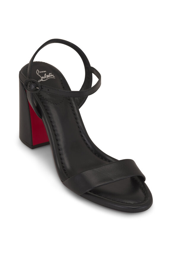 Christian Louboutin Miss Jane Black Leather Sandal, 85mm 