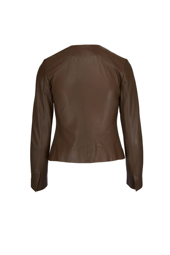 Vince - Olive Green Leather Cross Front Jacket