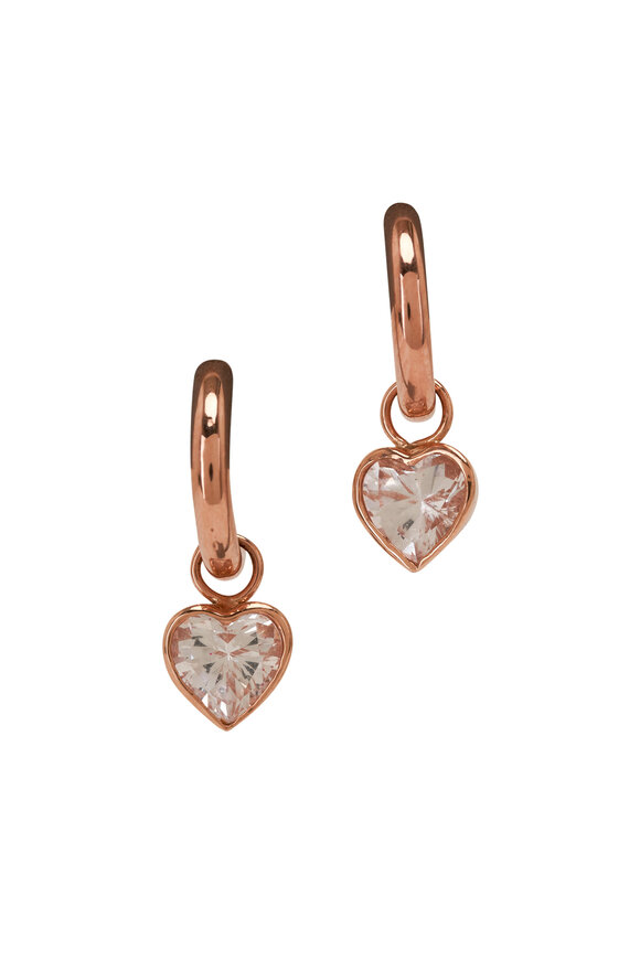 Genevieve Lau White Sapphire Heart Mini Hoop Earrings