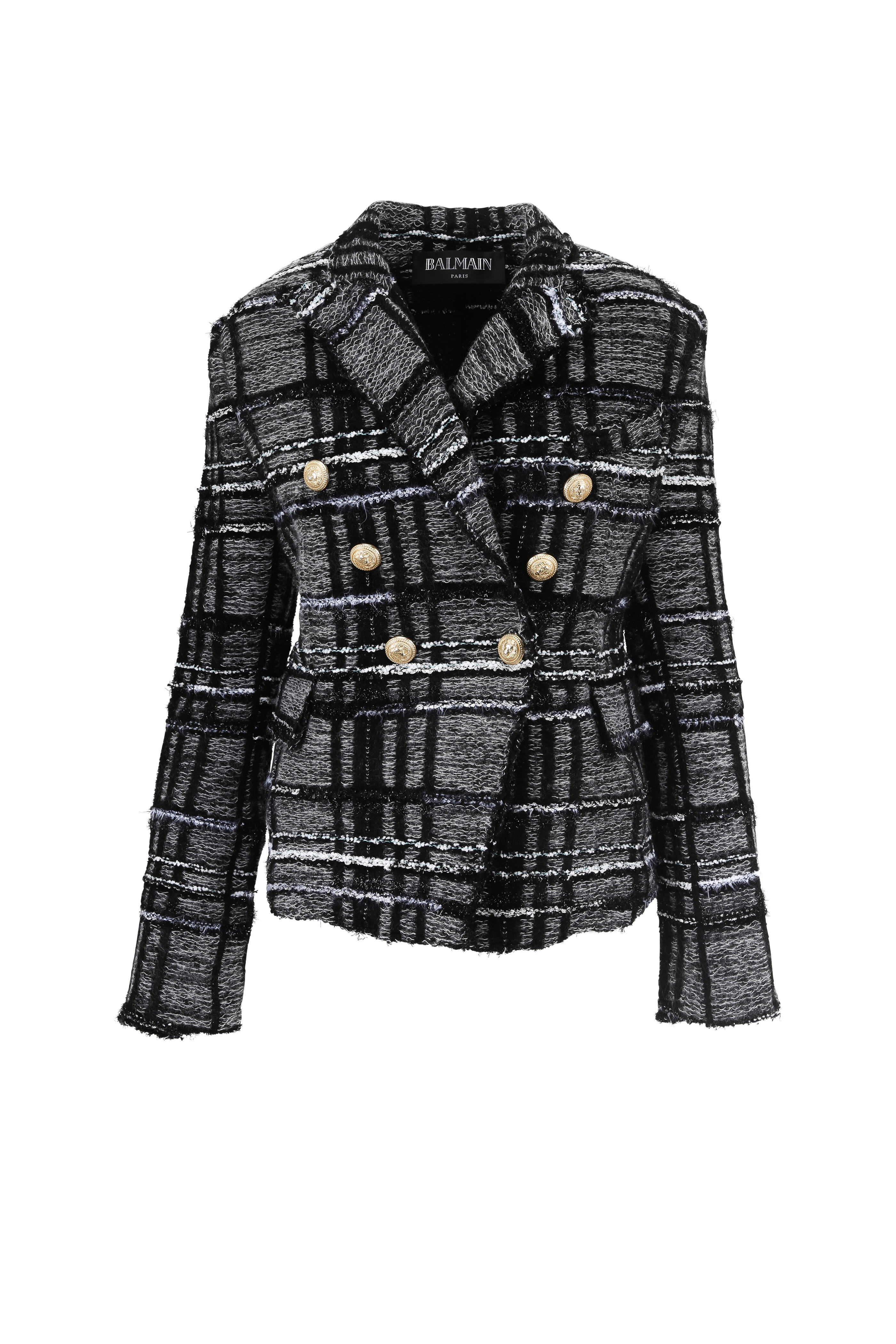 Spectaculair Panter Karakteriseren Balmain - Gray & Black Tweed Plaid Jacket | Mitchell Stores