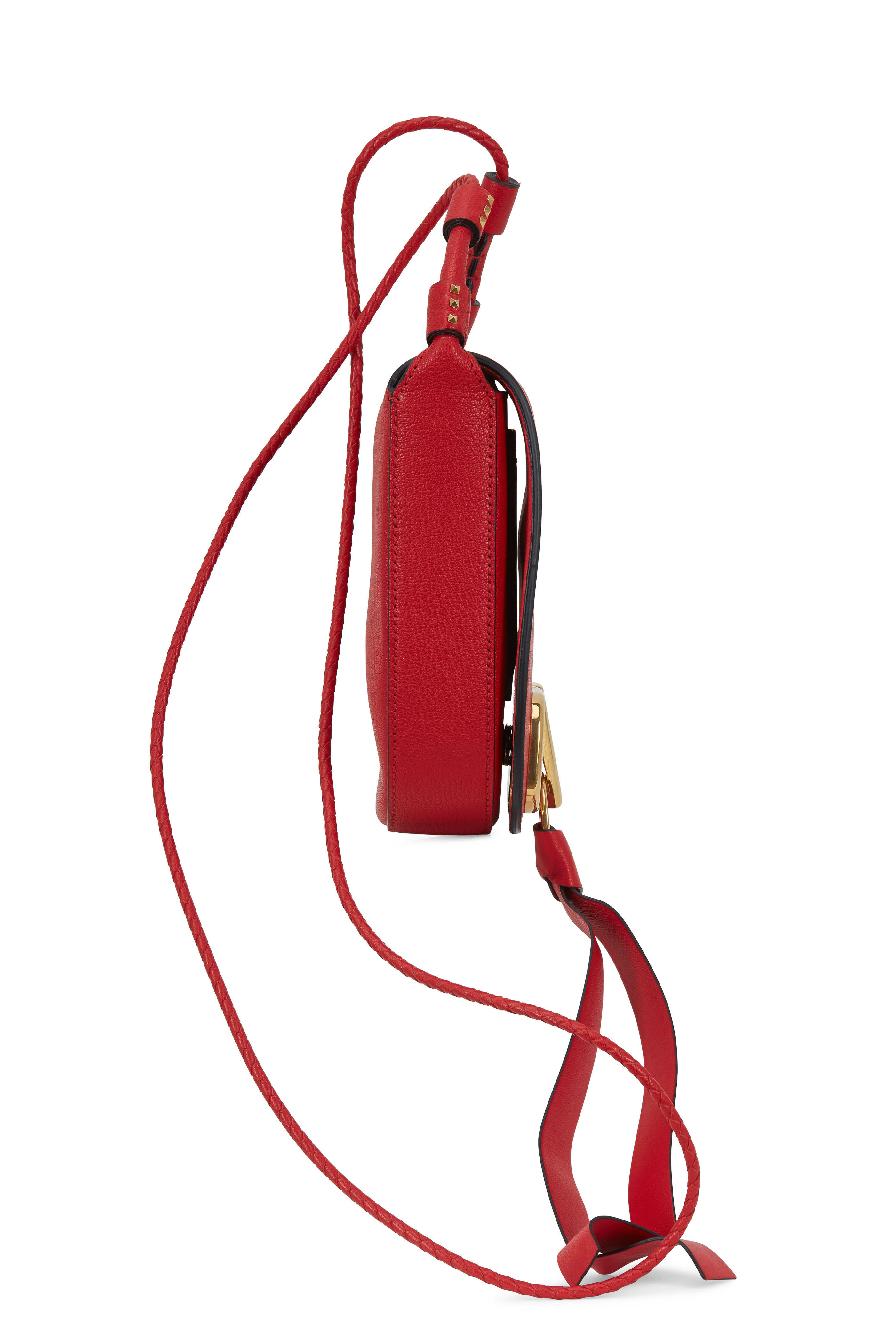 Valentino Garavani - VRing Red Leather Small Saddle Bag