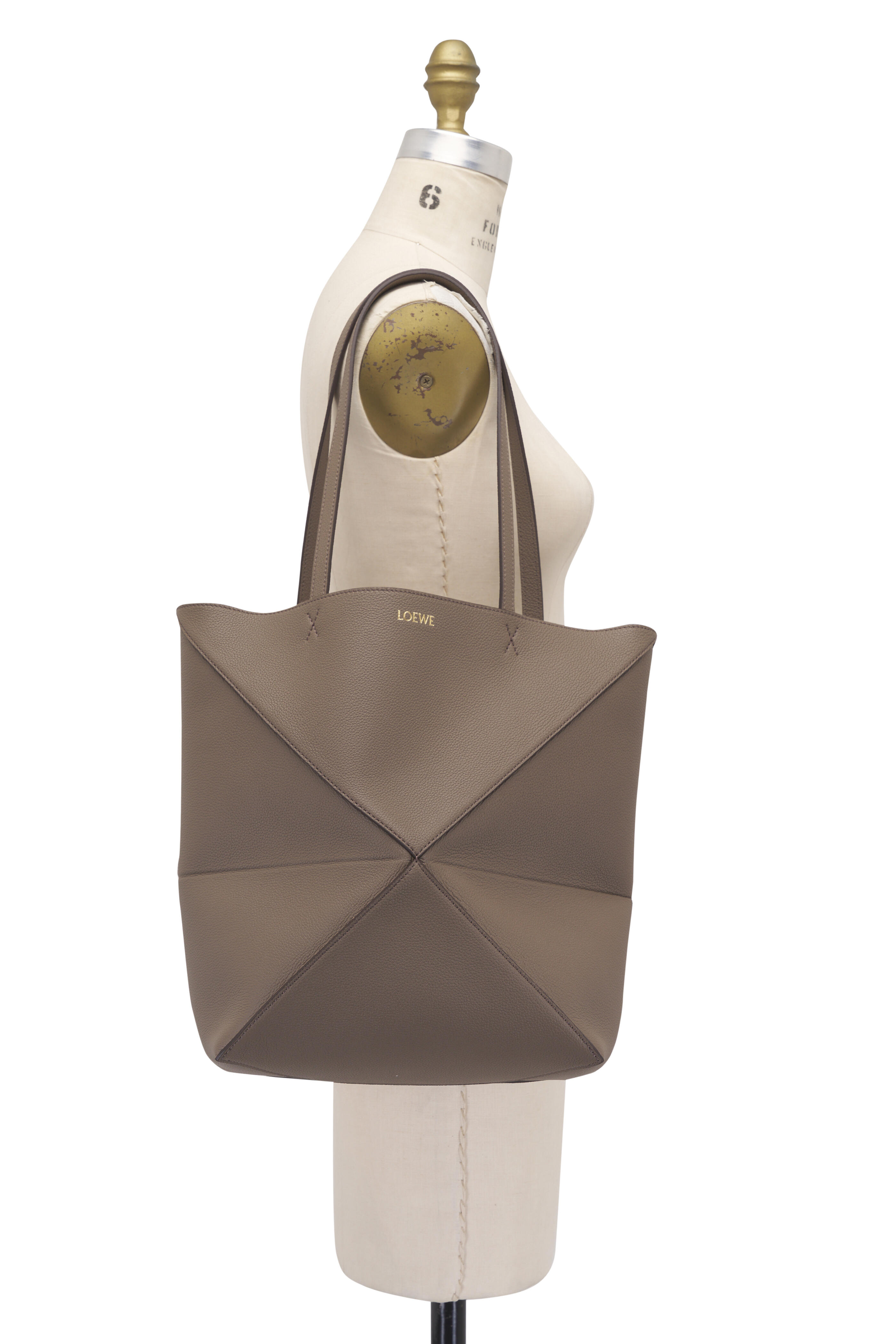 Loewe - Medium Fold Puzzle Taupe Leather Tote | Mitchell Stores