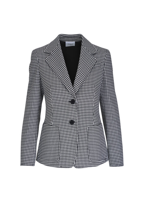 Akris Punto - Black & Cream Houndstooth Wool Blazer 