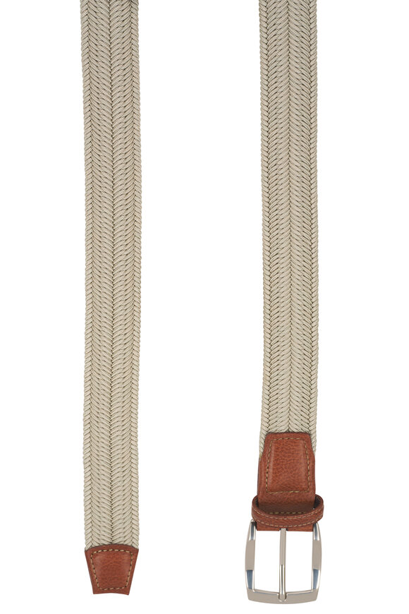 Torino - Khaki Woven Herringbone Stretch Belt 