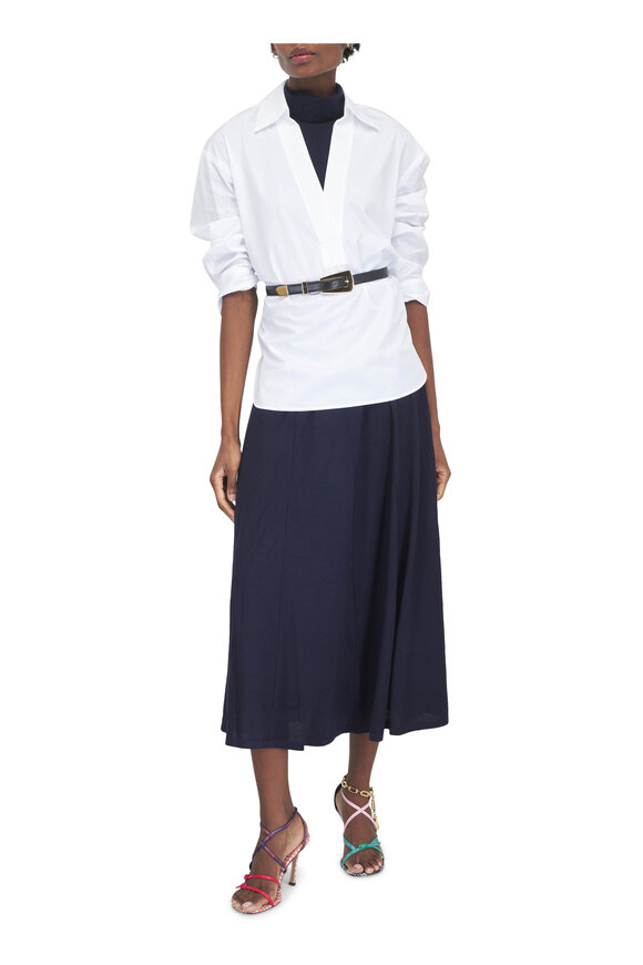TWP Navy Seamed Midi Skirt - view 2