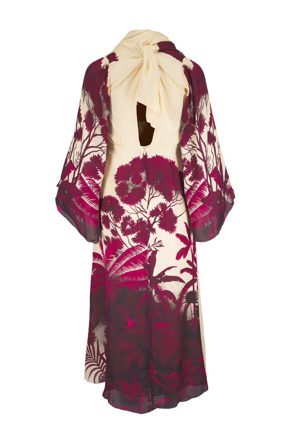 Johanna Ortiz Maiden Voyage Ecru & Red Midi Dress - view 3