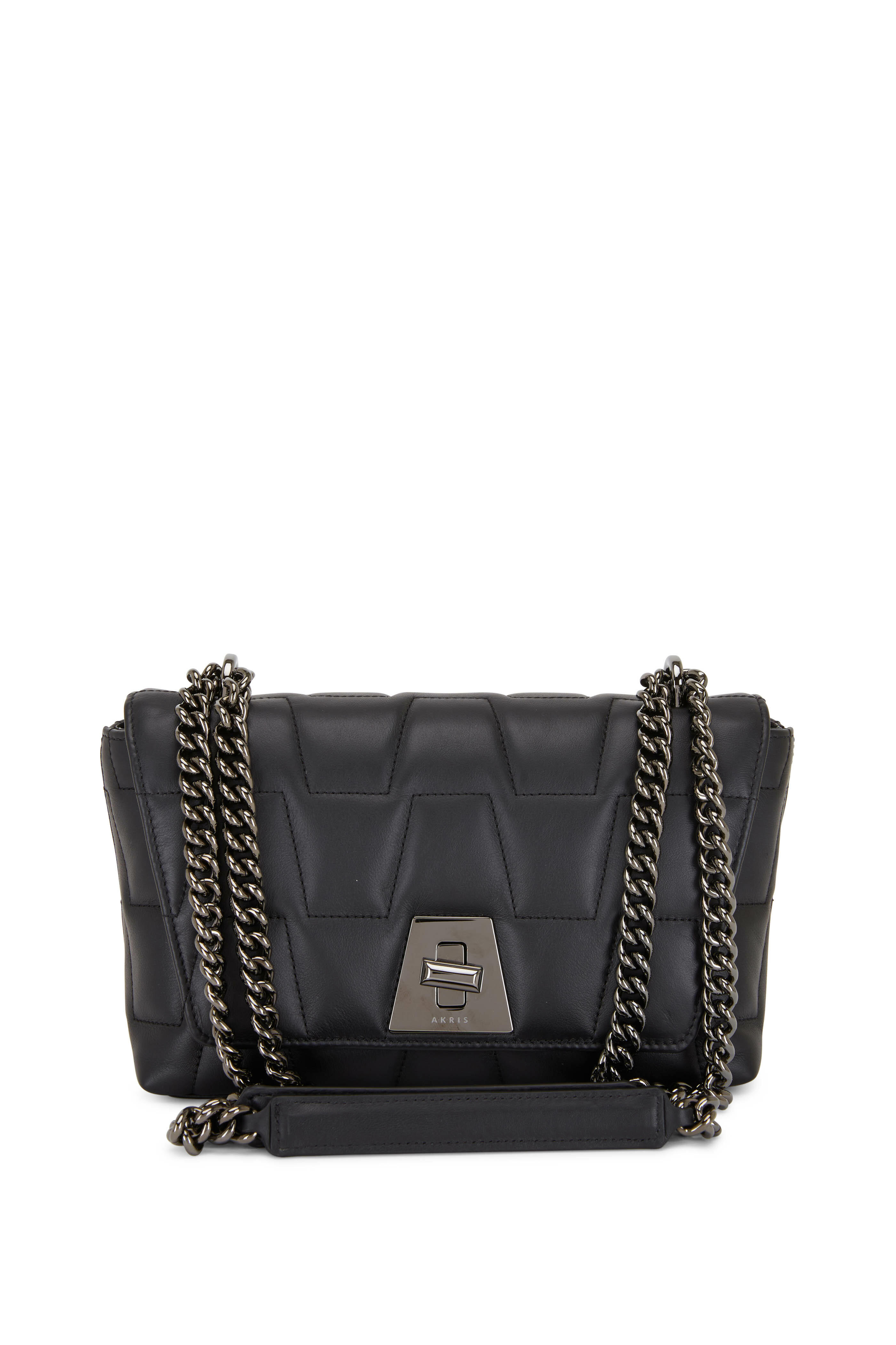 Akris - Anouk Black Leather Quilted Trapezoid Crossbody