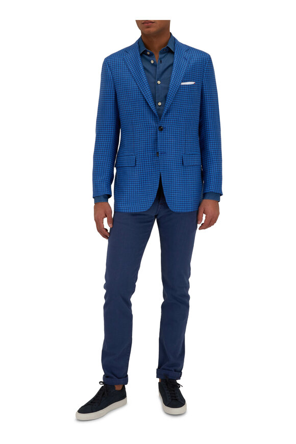 Kiton - Navy & Blue Check Sportcoat