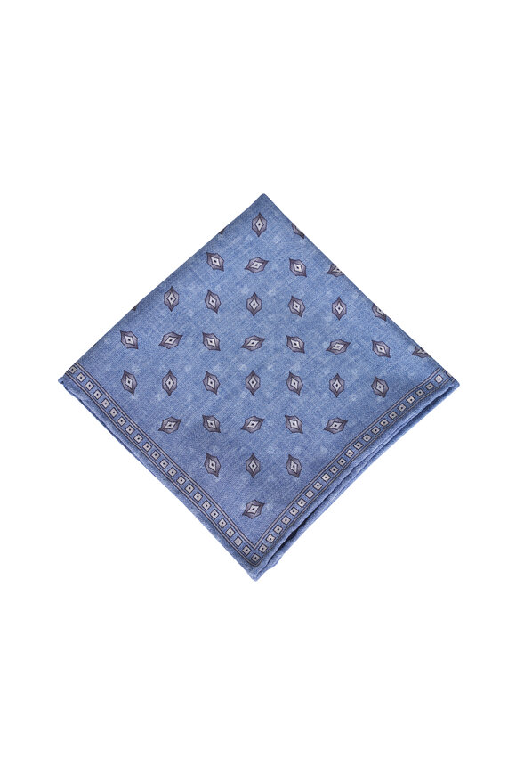 【関税＆送料込み】Brunello Cucinelli Pocket Square Accesso Brunello Cucinelli - Red Logo Print Silk Pocket Square