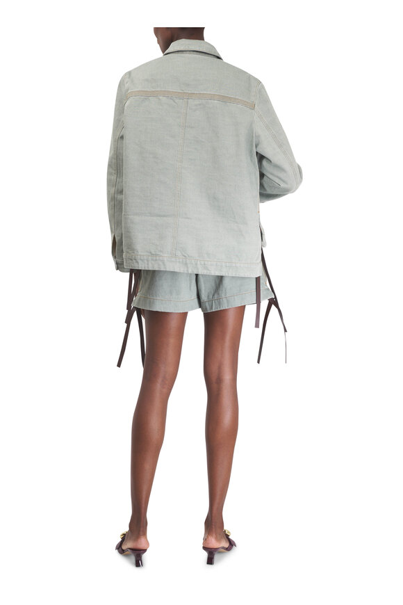 Loewe Workwear Khaki Green Denim Shorts - view 3
