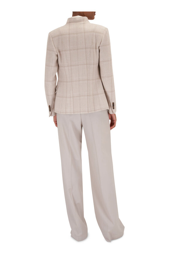 Kiton - Beige & White Exploded Check Cashmere Blend Jacket