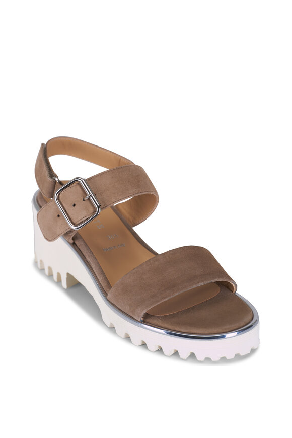 Ron White Elaria Mushroom Cashmere Suede Lug Sandal, 55mm