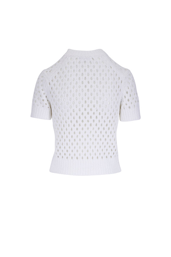 Vince Off White Honeycomb Knit Boxy T-Shirt - view 5