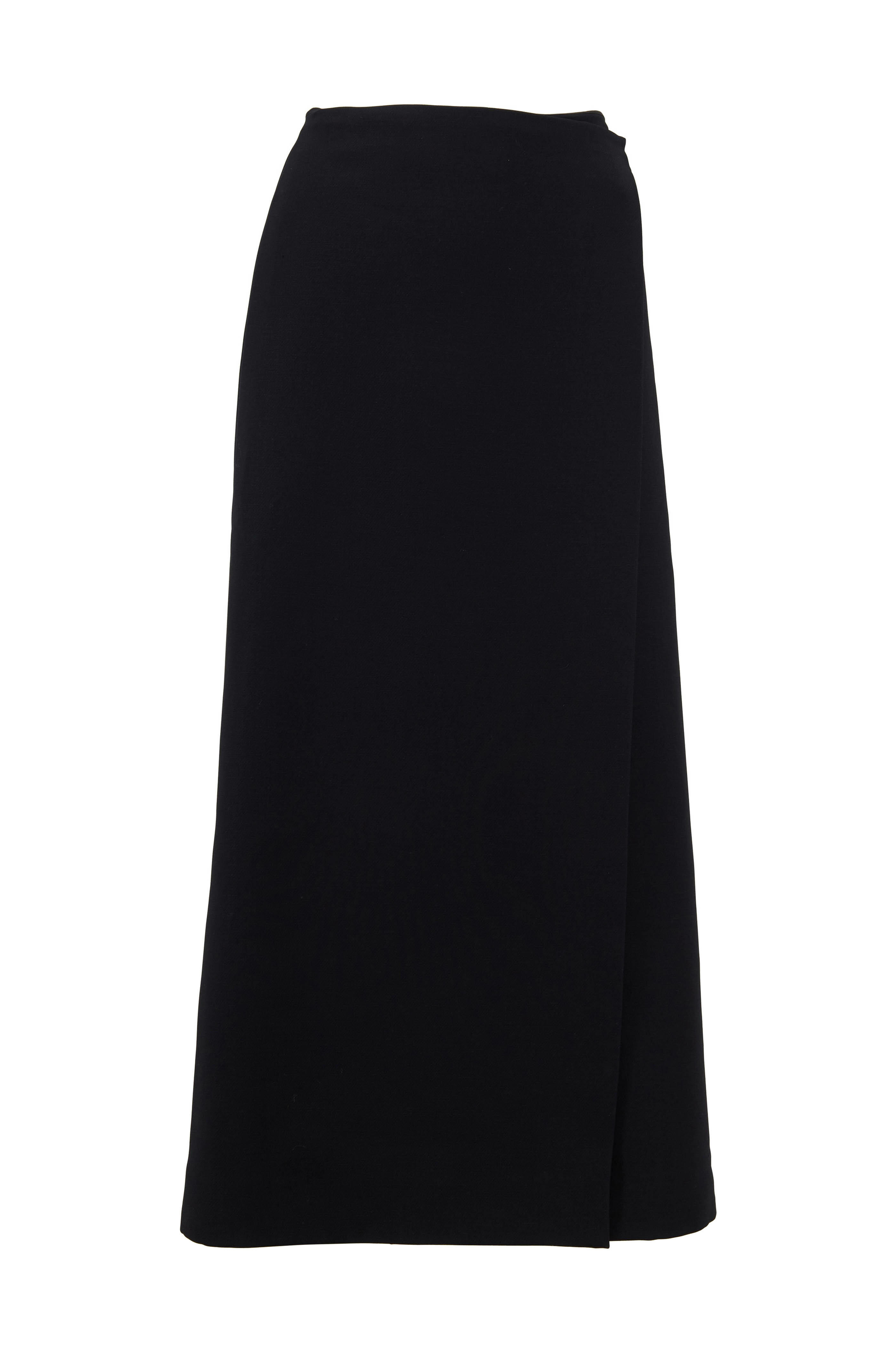 The Row - Saio Black Wool & Silk Midi Skirt | Mitchell Stores