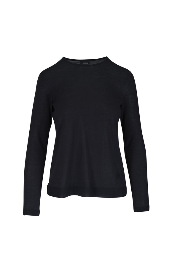 Akris Black Cashmere & Silk Fine Gauge Knit Sweater - view 1