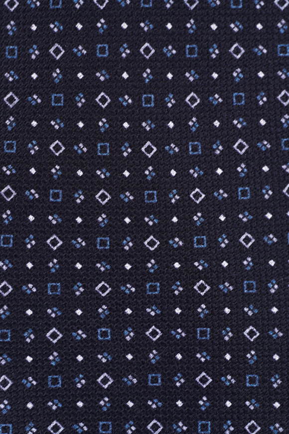 Brioni Midnight Blue Micro Print Flannel Silk Necktie - view 2
