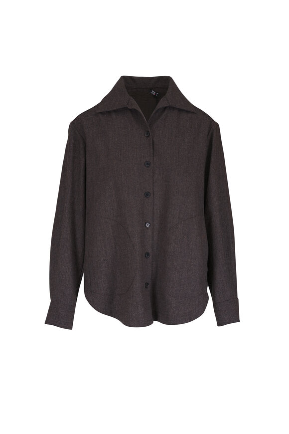 Kiton Chocolate Button Down Blouse - view 1
