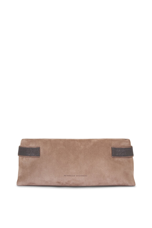 Brunello Cucinelli Essence Taupe Suede Clutch - view 1