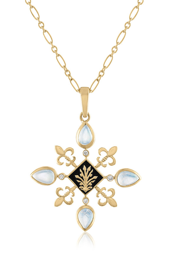 Loriann Anastasia Moonstone Diamond Fleur De Lis Necklace