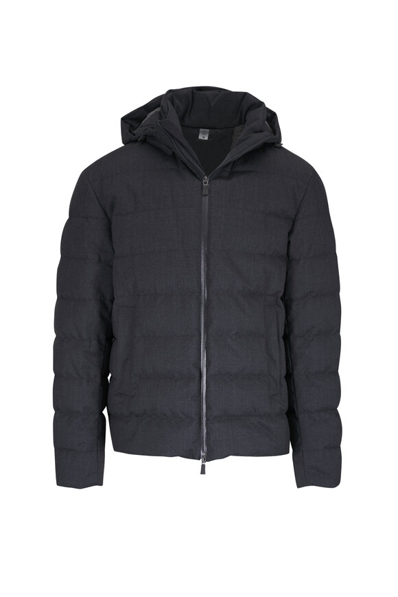 Herno Gray Flannel Short Puffer - view 1
