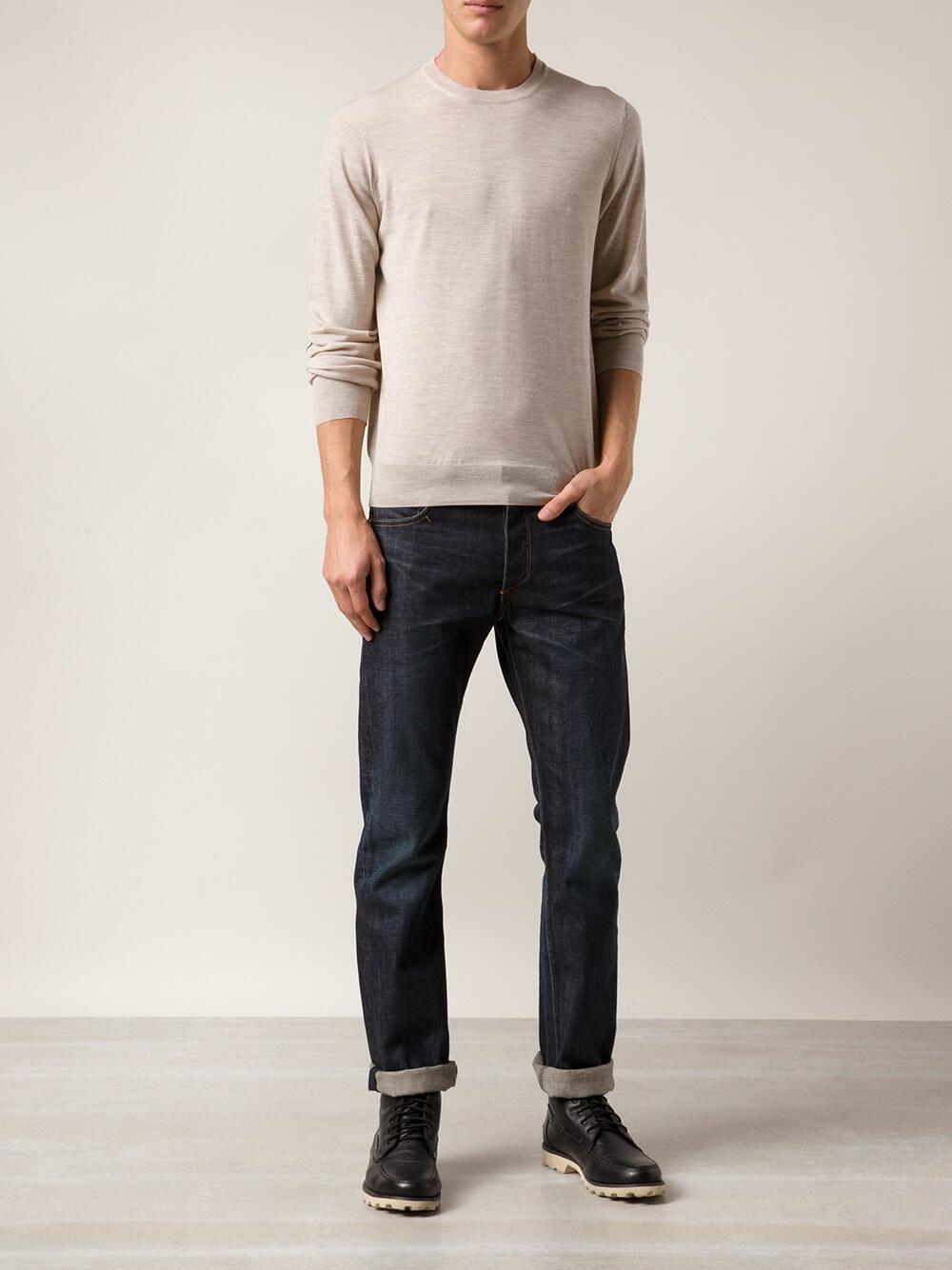 Brunello Cucinelli - Oatmeal Fine Gauge Wool & Cashmere Sweater