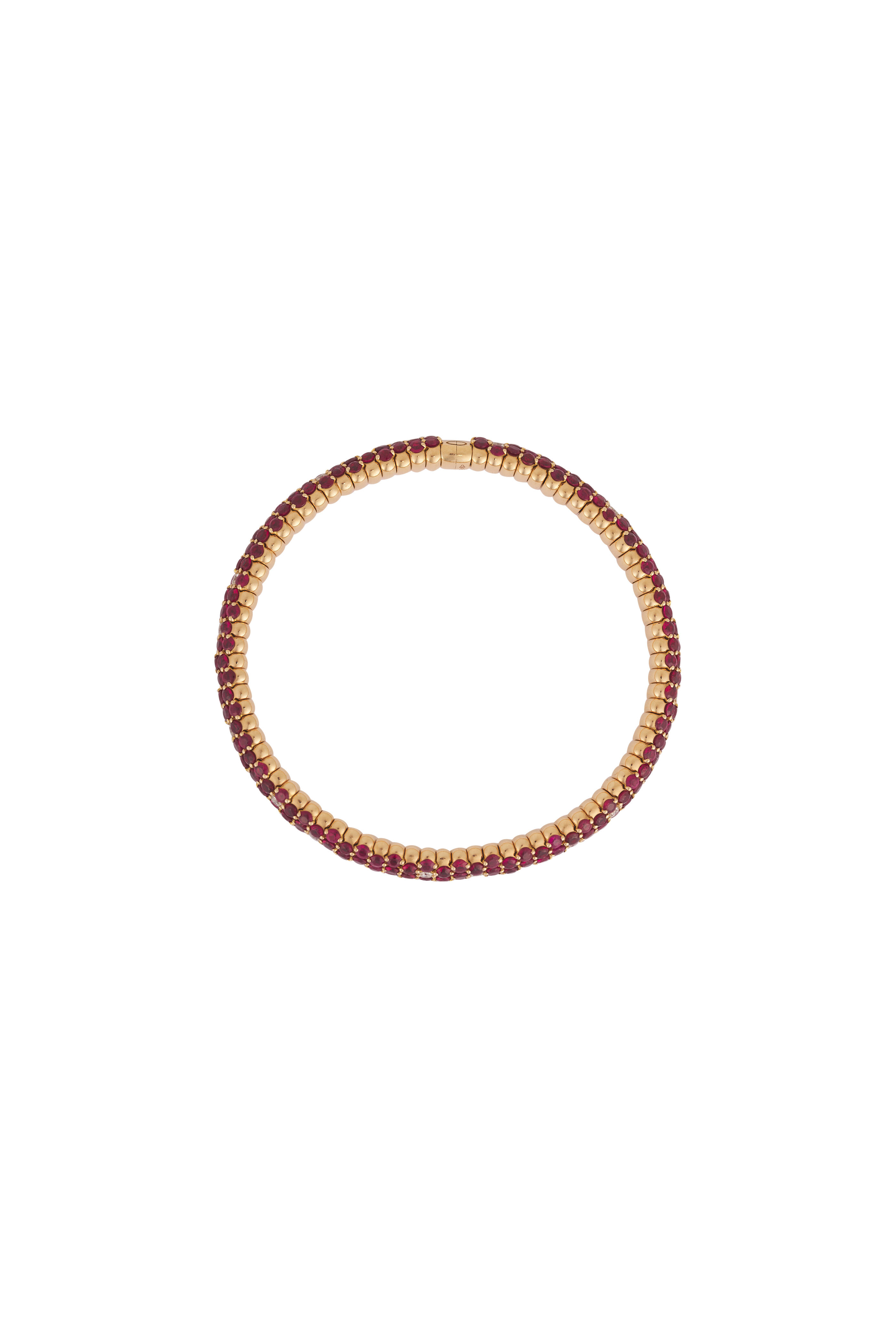 ZYDO - 18k Yellow Gold Diamond & Ruby Stretch Bracelet - view 4