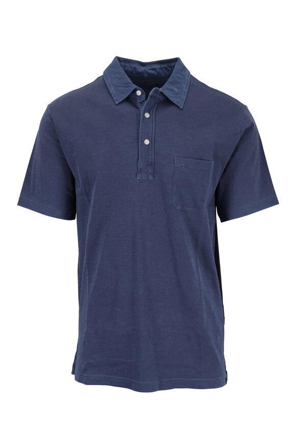 Faherty Brand Navy Sunwashed Pocket Polo