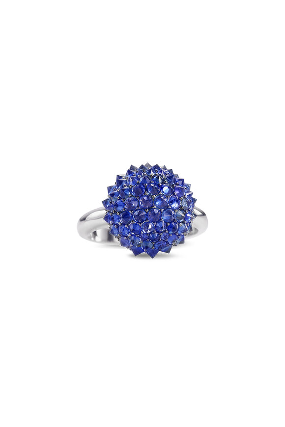 Nam Cho 18K White Gold Blue Sapphire Ball Ring