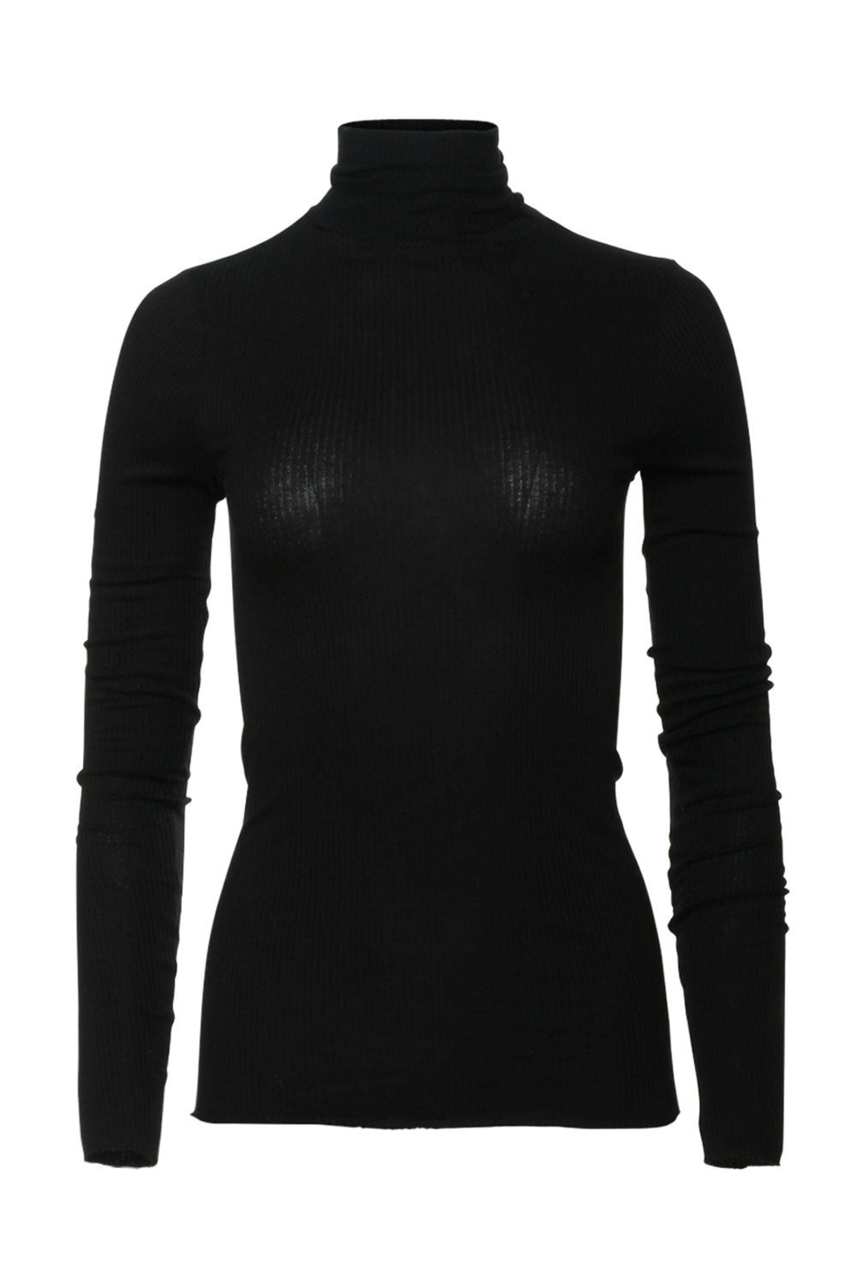 Enza Costa - Black Rib Long Sleeve Turtleneck