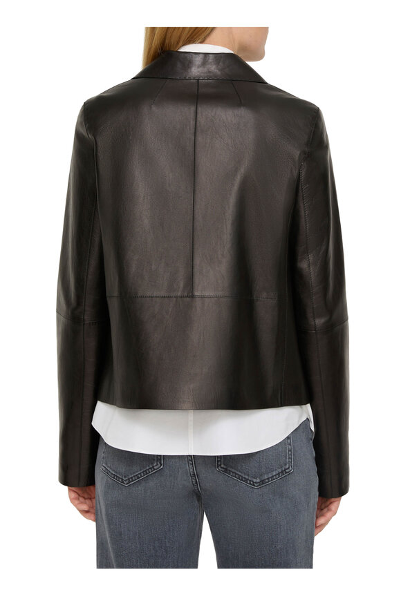 Lafayette 148 New York Black Leather Patch Pocket Jacket - view 3
