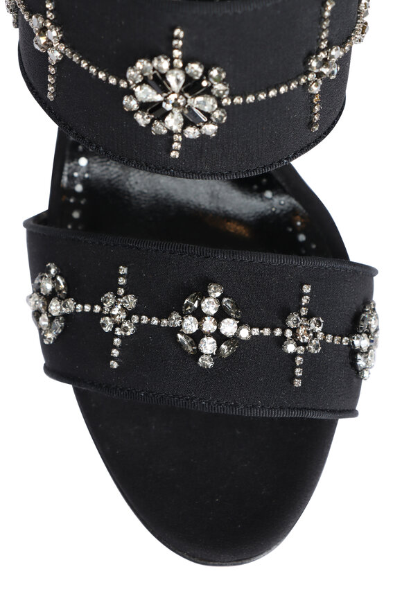 Manolo Blahnik Ralota Embellished Black Satin Mule, 90mm - view 4
