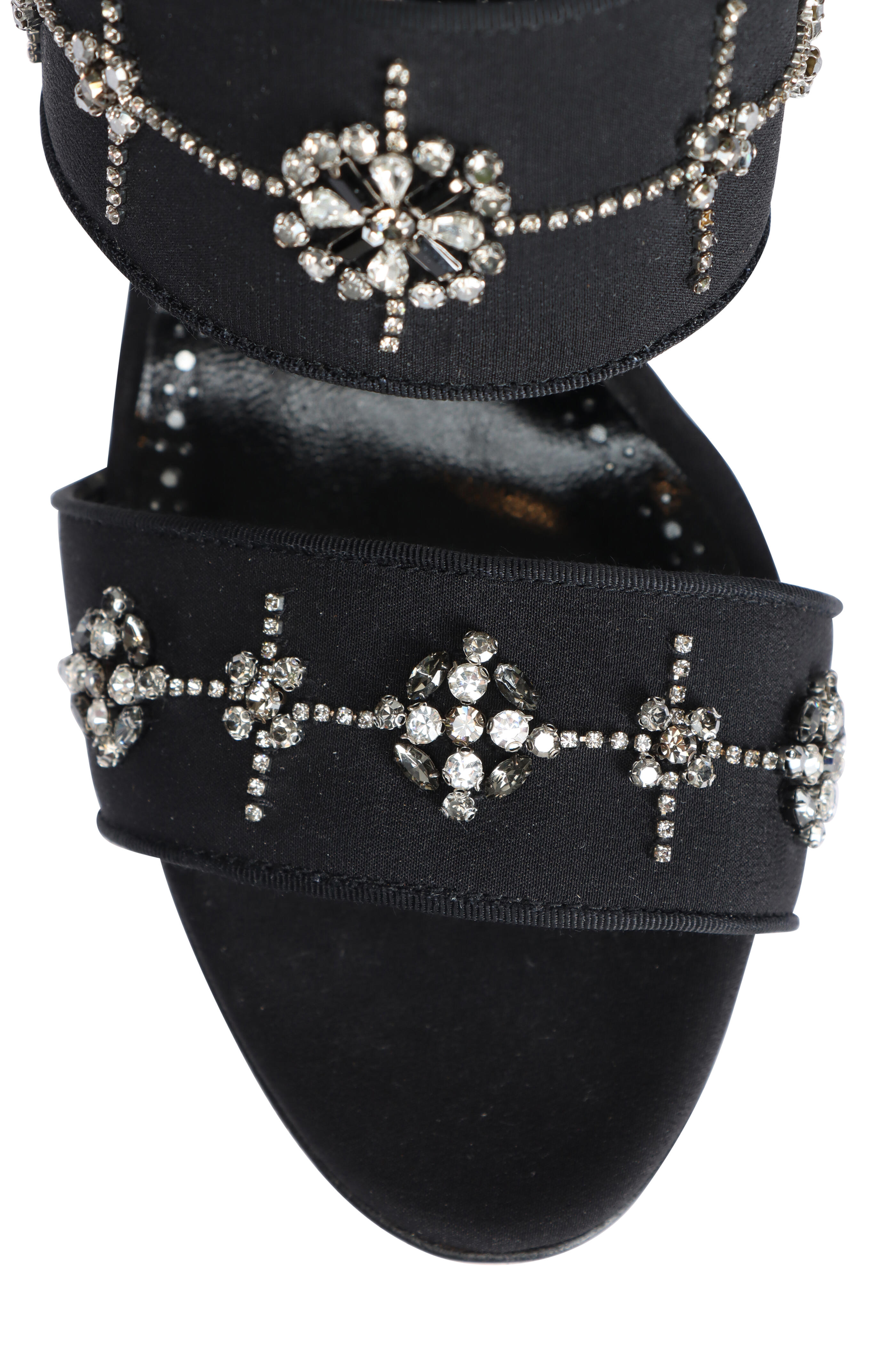 Manolo Blahnik - Ralota Embellished Black Satin Mule, 90mm