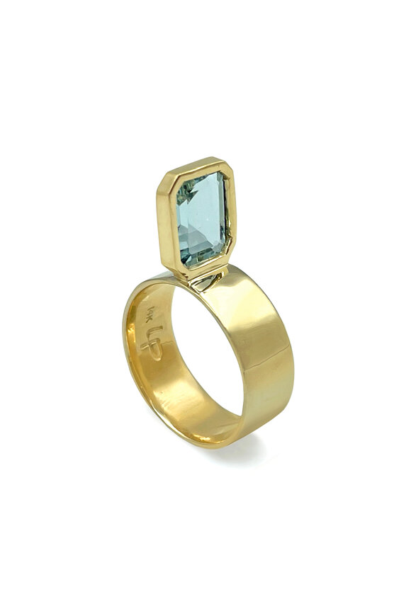 Leslie Paige 14k Yellow Gold Aquamarine Perched Setting Ring