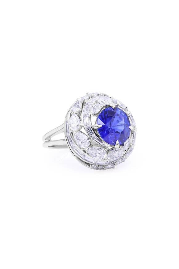 Oscar Heyman Platinum Blue Sapphire & Diamond Ring