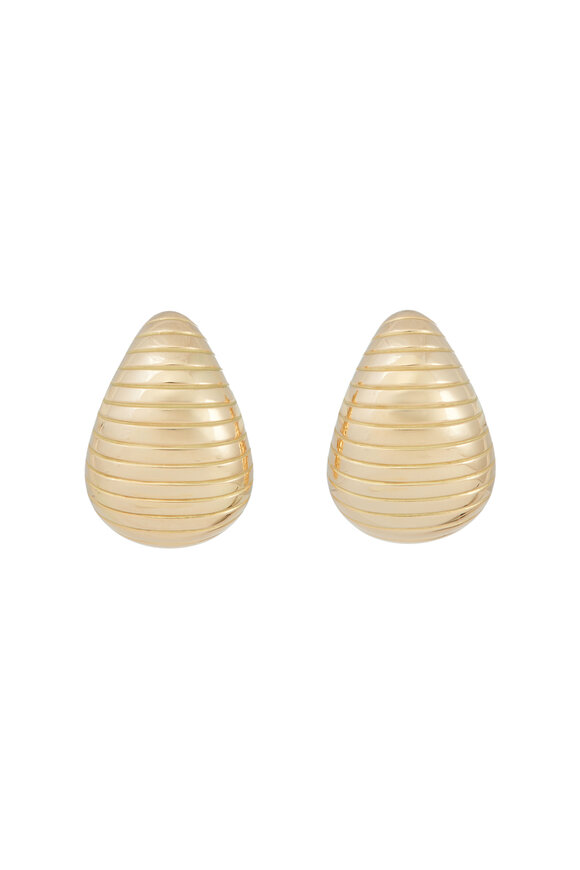 Sidney Garber 18k Yellow Gold Large Grooved Anjou Earrings