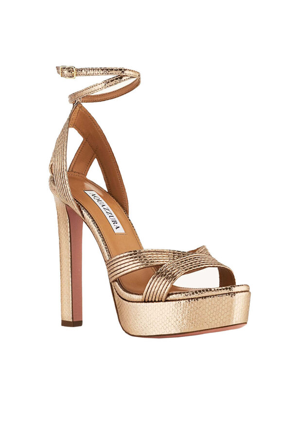 Aquazzura Ari Platform Sandal in Gold - view 1