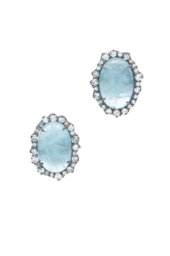 Kimberly McDonald - White Gold Aquamarine Diamond Earrings