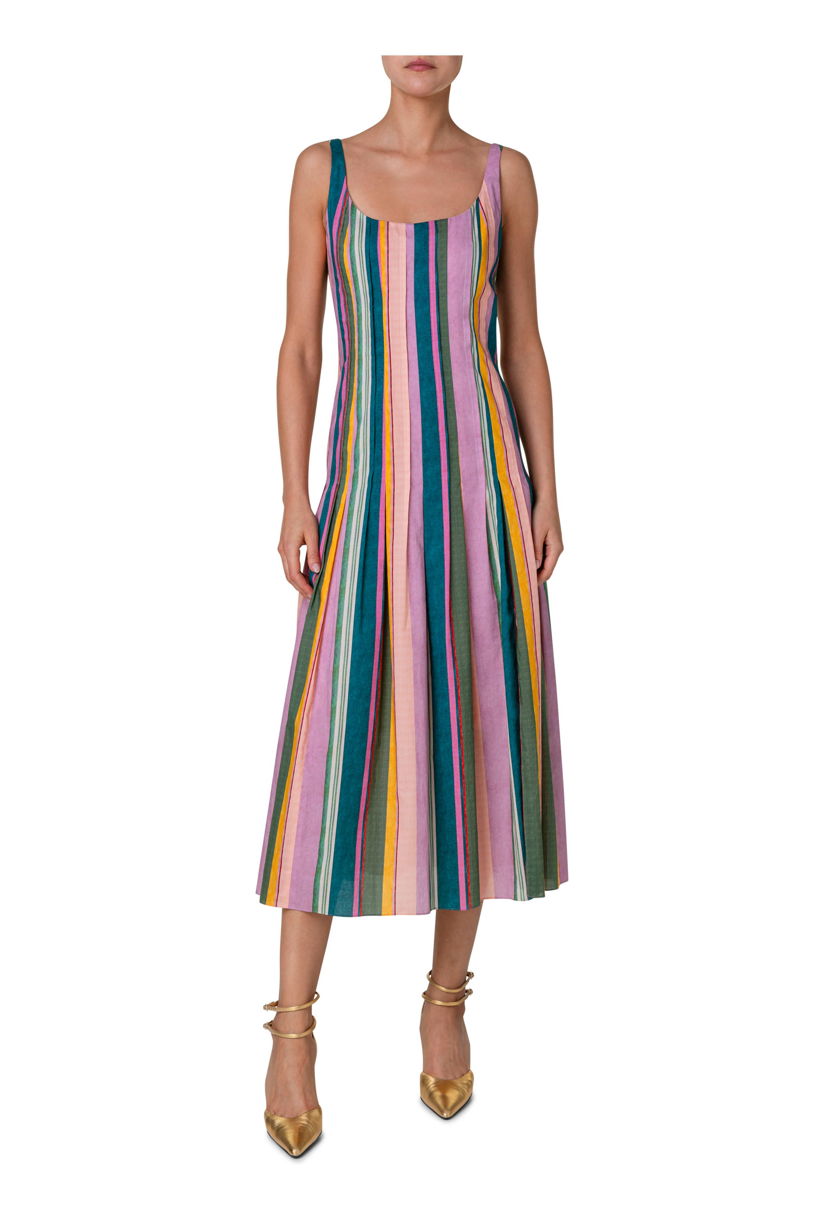 Akris Punto - Mauve Deck Chair Stripe Midi Dress