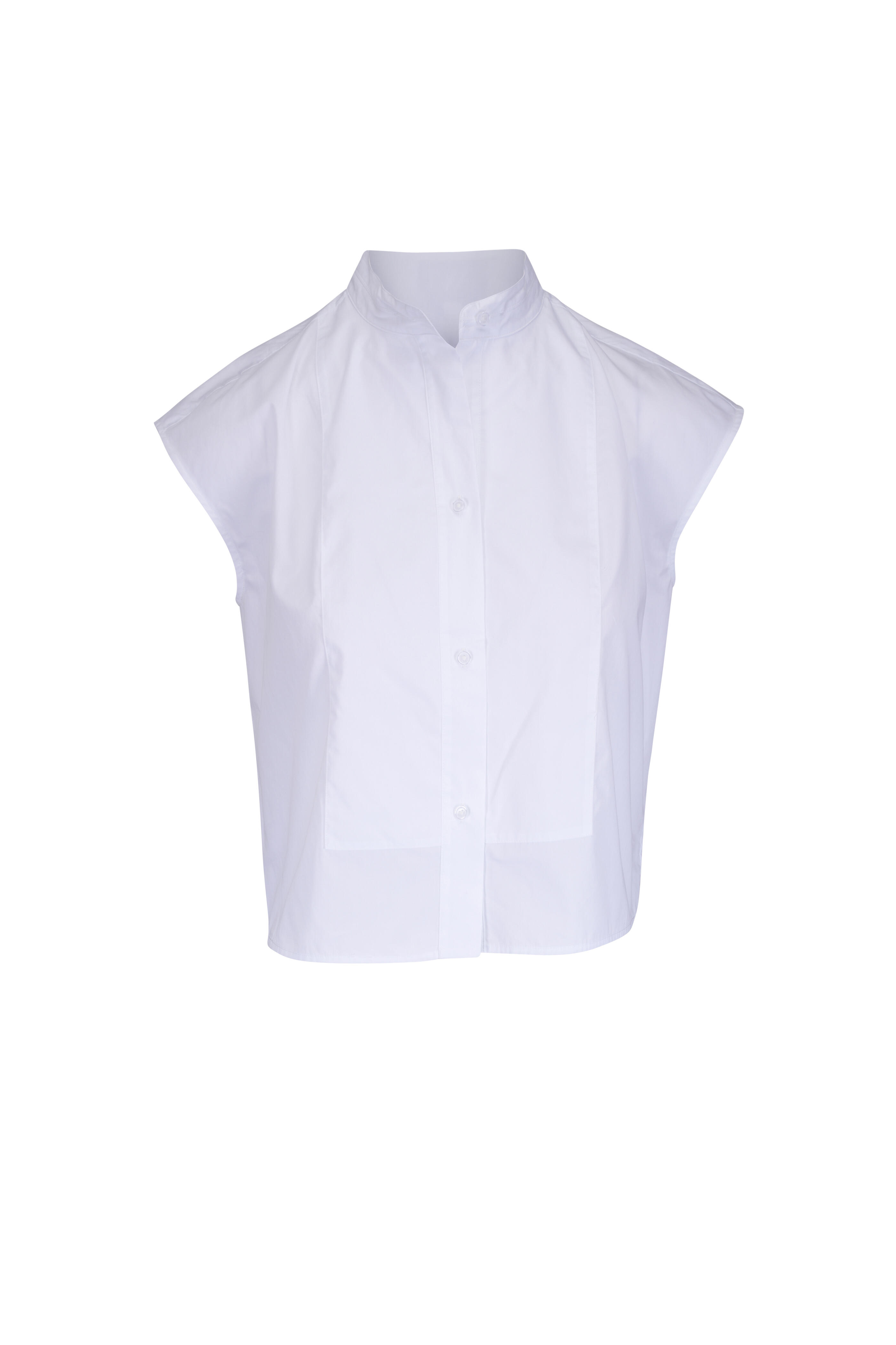 TWP - White Cap Sleeve Beaded Collar Top