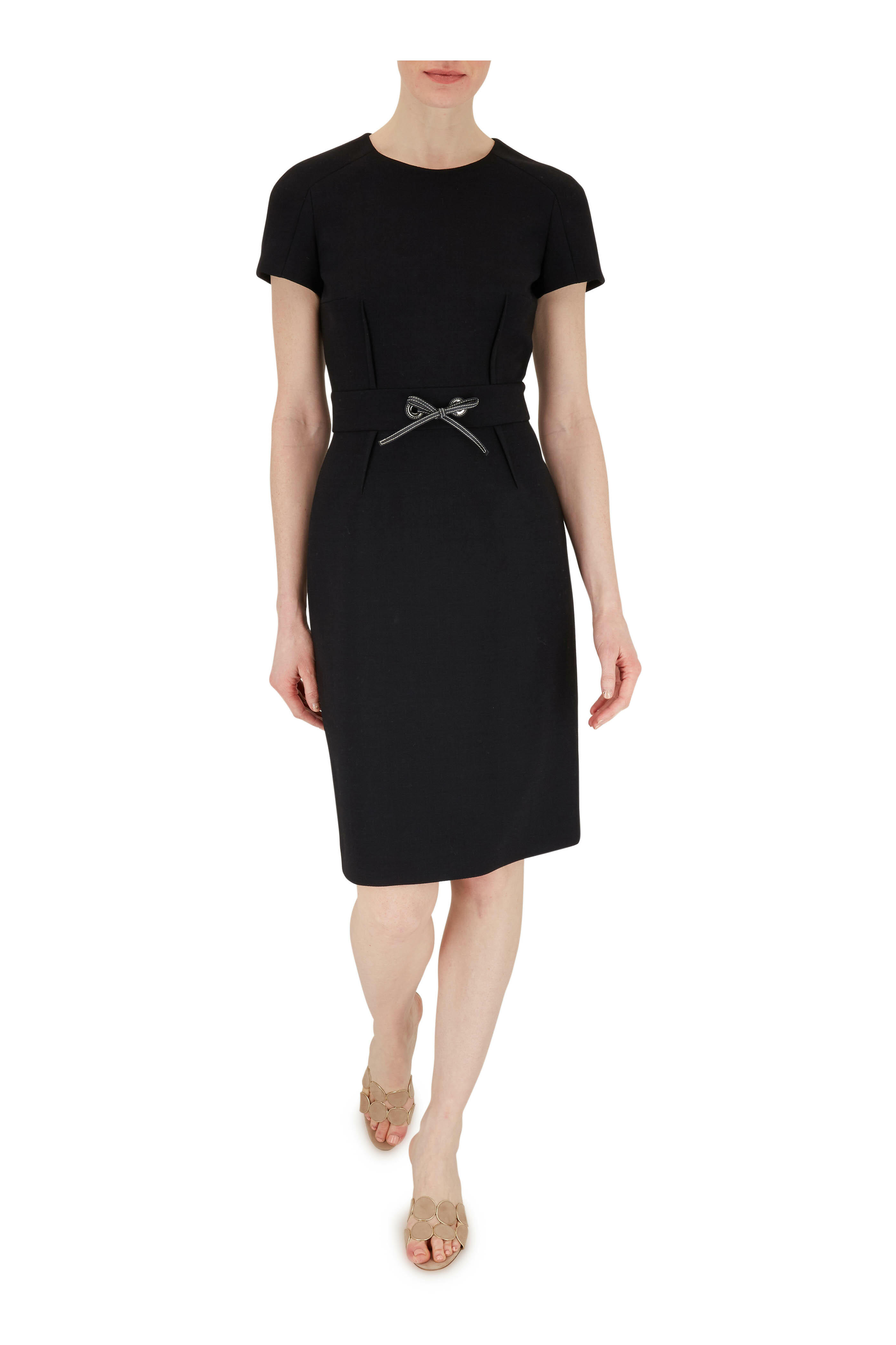 Paule Ka - Black Short Sleeve Sheath Dress