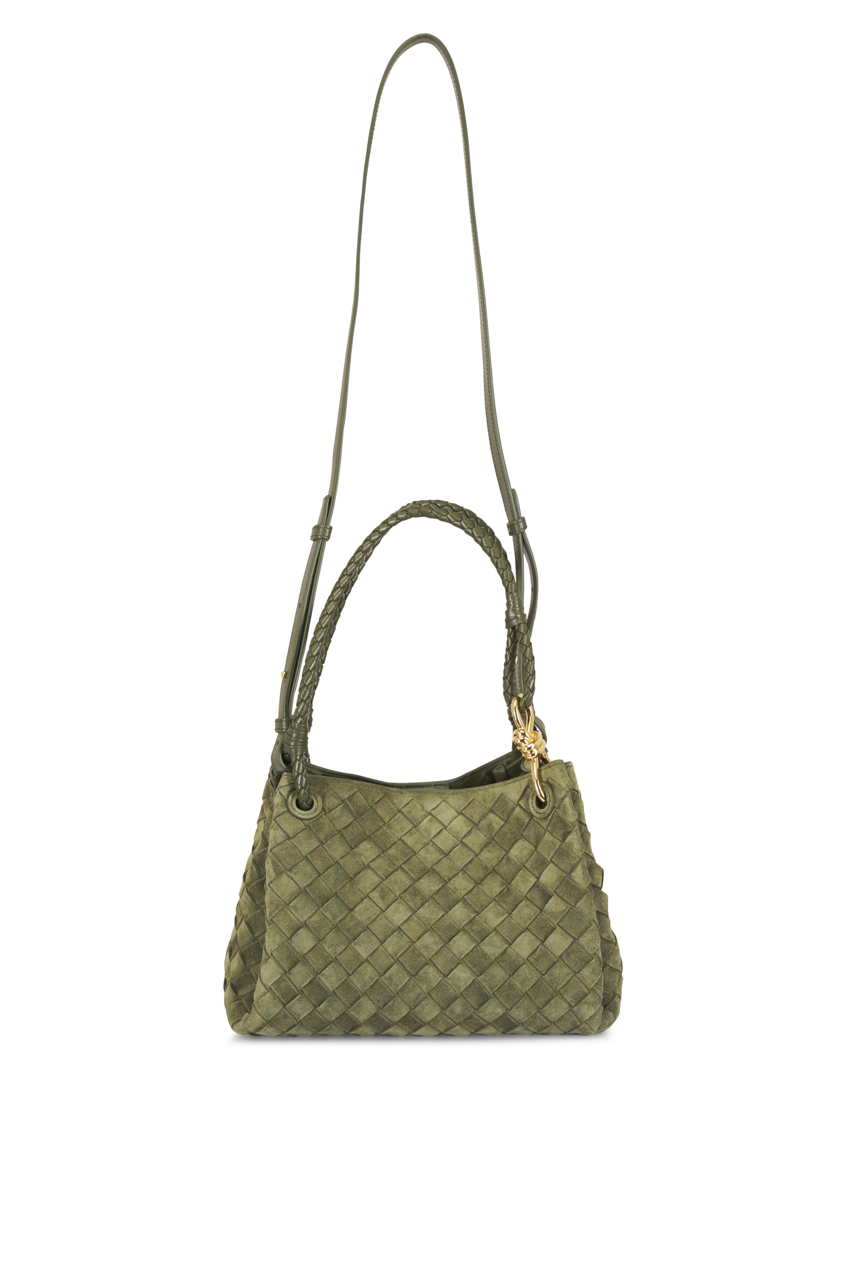 Bottega Veneta - Parachute Green Tweed Suede Satchel - view 1